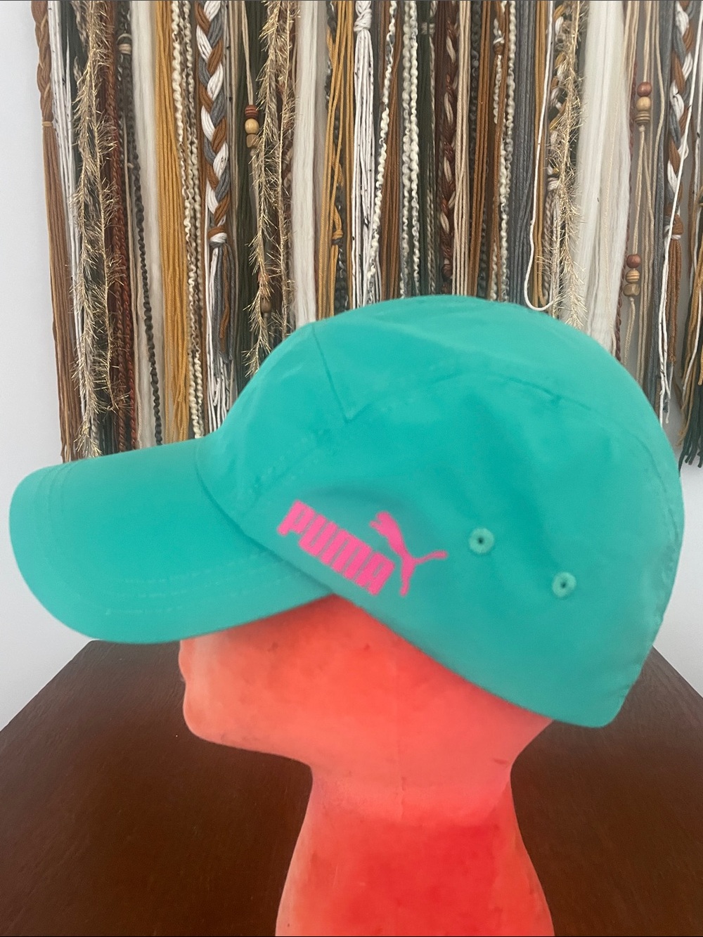 Puma ladies Green Cap with Pink Logo and Velcro back